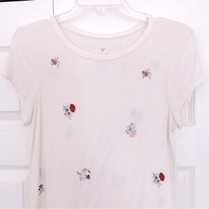 AEO | Soft & Sexy Floral Embroidered White Tee